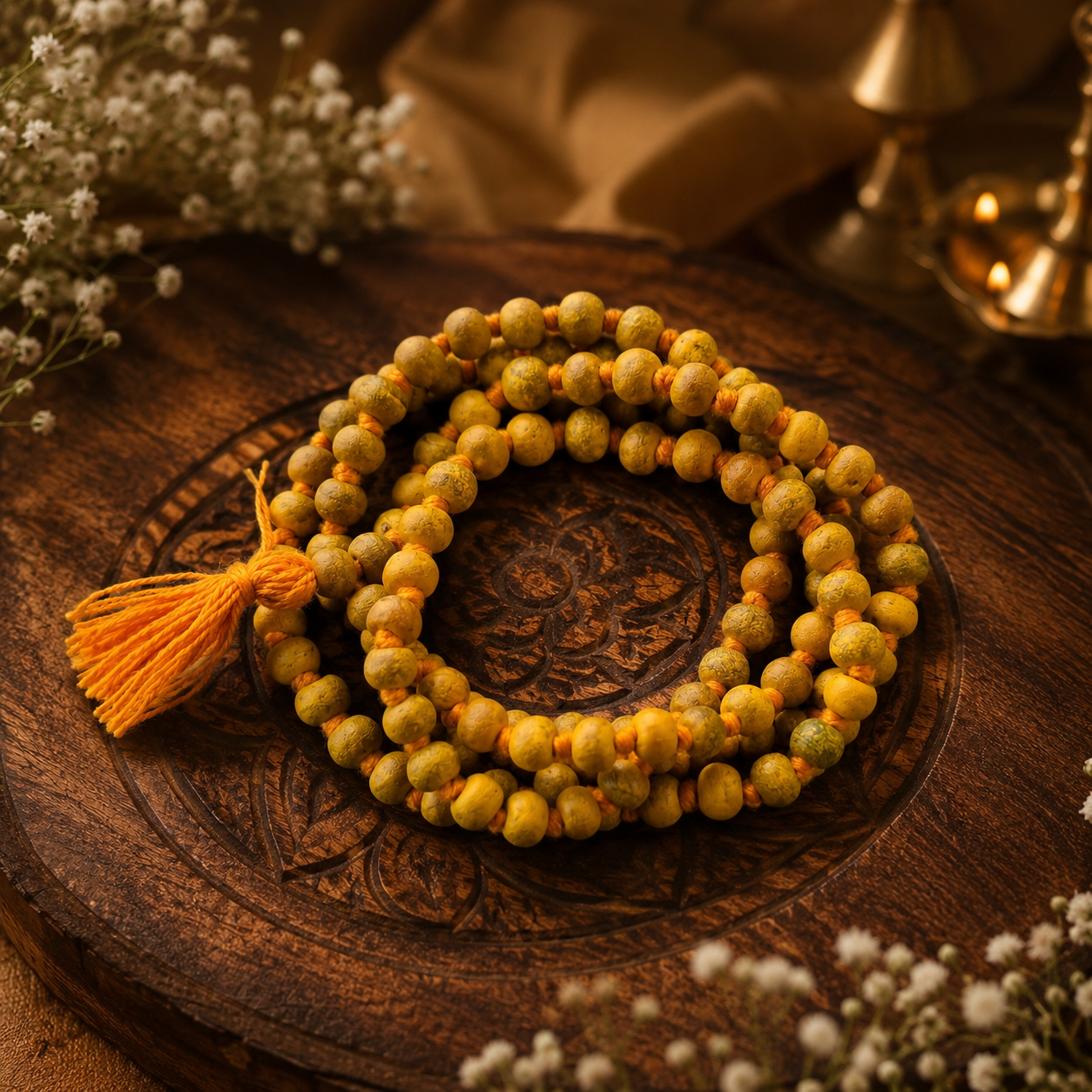 Haldi Mala with Baglamukhi Yantra