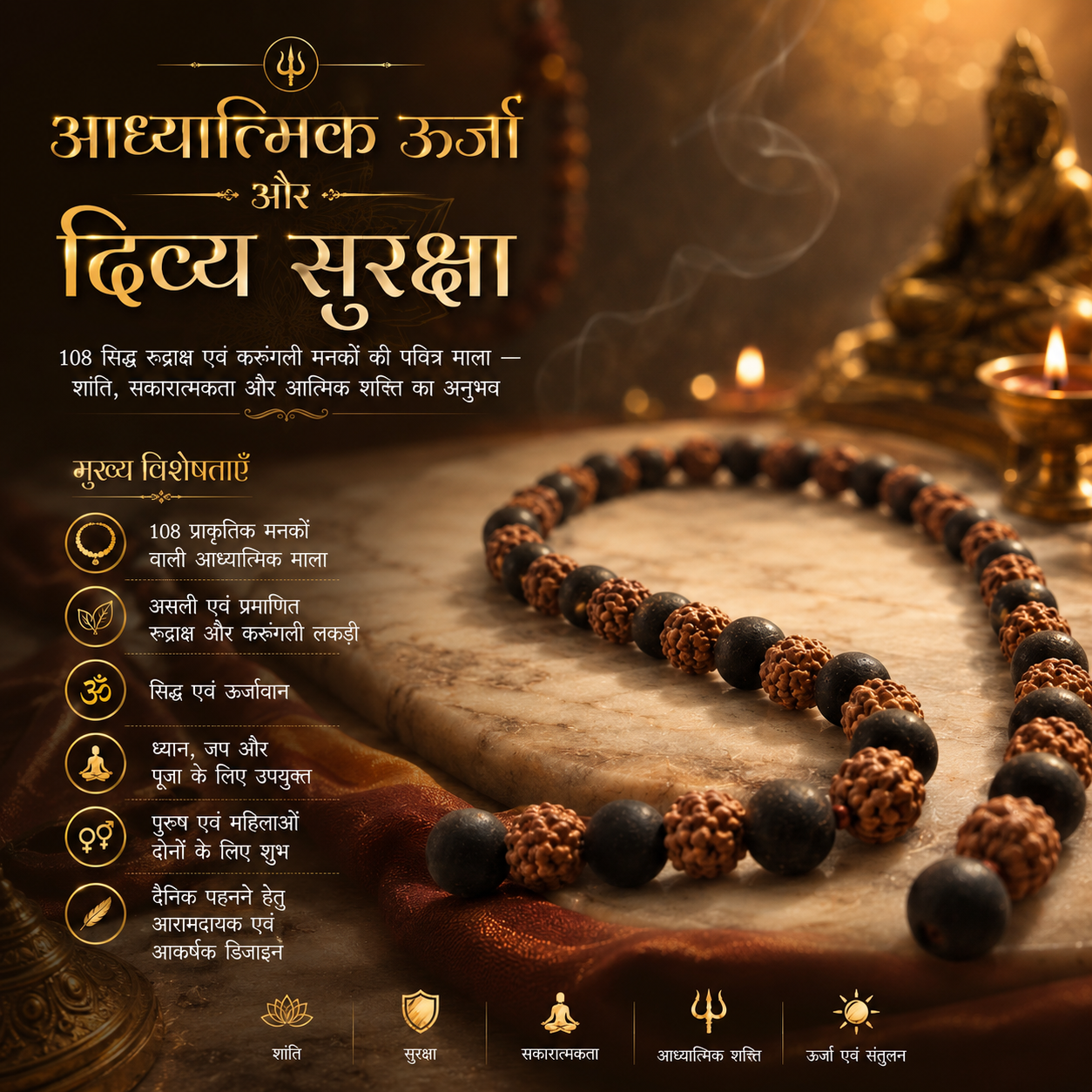 Rudraksh Karungali Mala (Certified) | 108 Beads | Siddh & Energized
