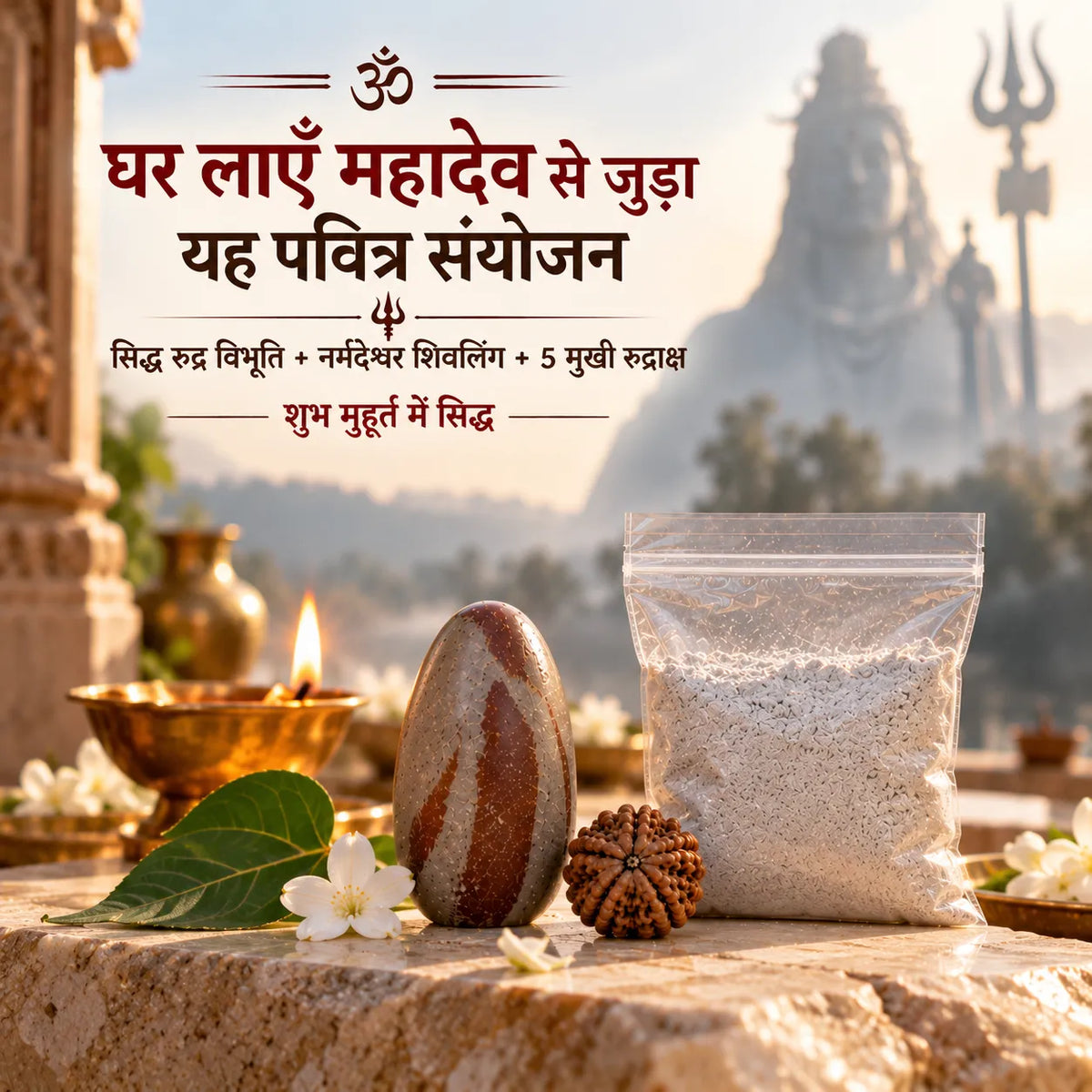 Siddh Rudra Yagya Set | Shivling+Vibhuti+Rudraksh