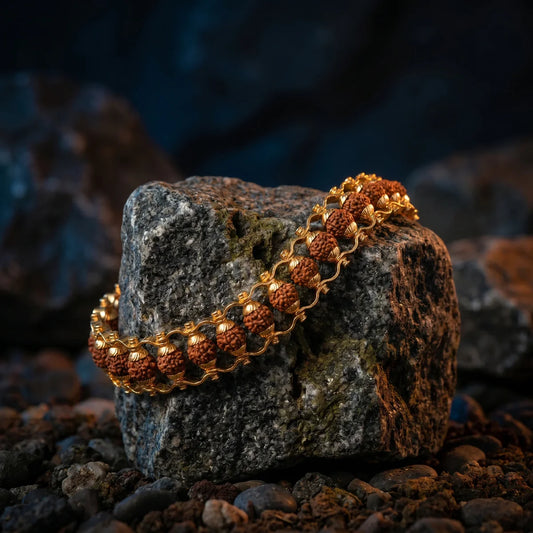 Siddh Rudraksha Bracelet | Golden Capped