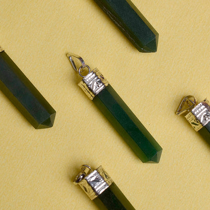 Green Aventurine Crystal Pencil Pendant for Reiki