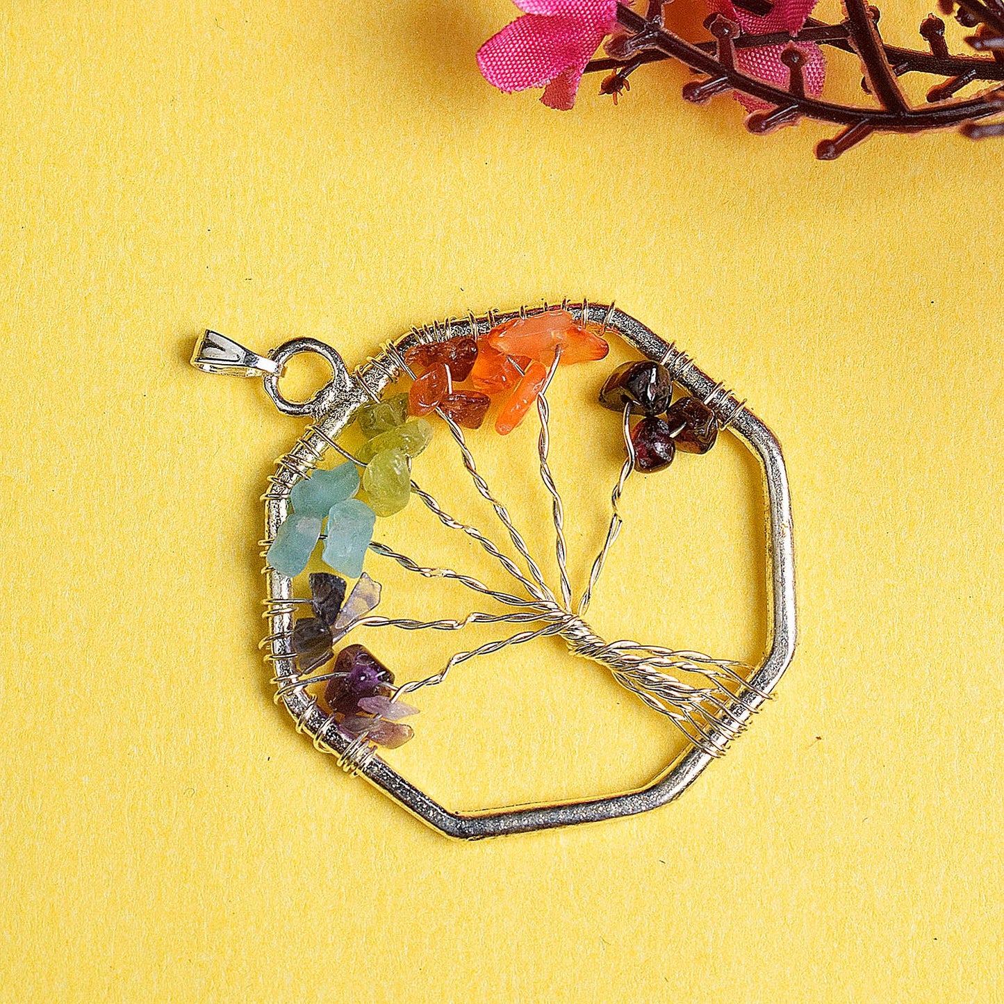 7 Chakra Tree of Life Crystal Stone Pendant