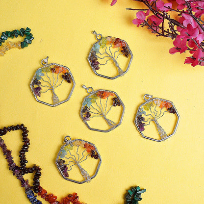 7 Chakra Tree of Life Crystal Stone Pendant