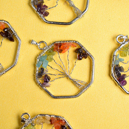 7 Chakra Tree of Life Crystal Stone Pendant