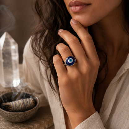 Energized Evil Eye Protection Ring (Adjustable)