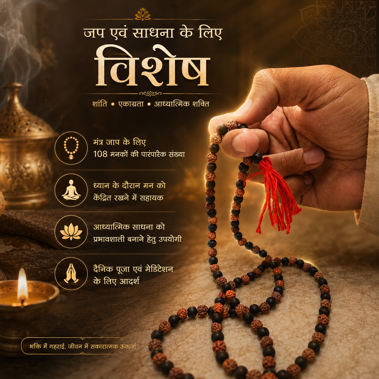 Rudraksh Karungali Mala (Certified)  |  108 Beads  |  Siddh & Energized