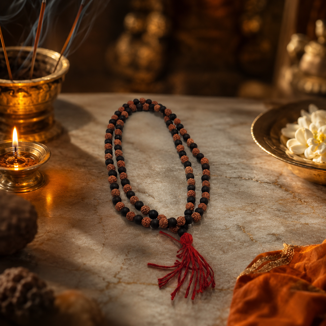Rudraksh Karungali Mala (Certified)  |  108 Beads  |  Siddh & Energized