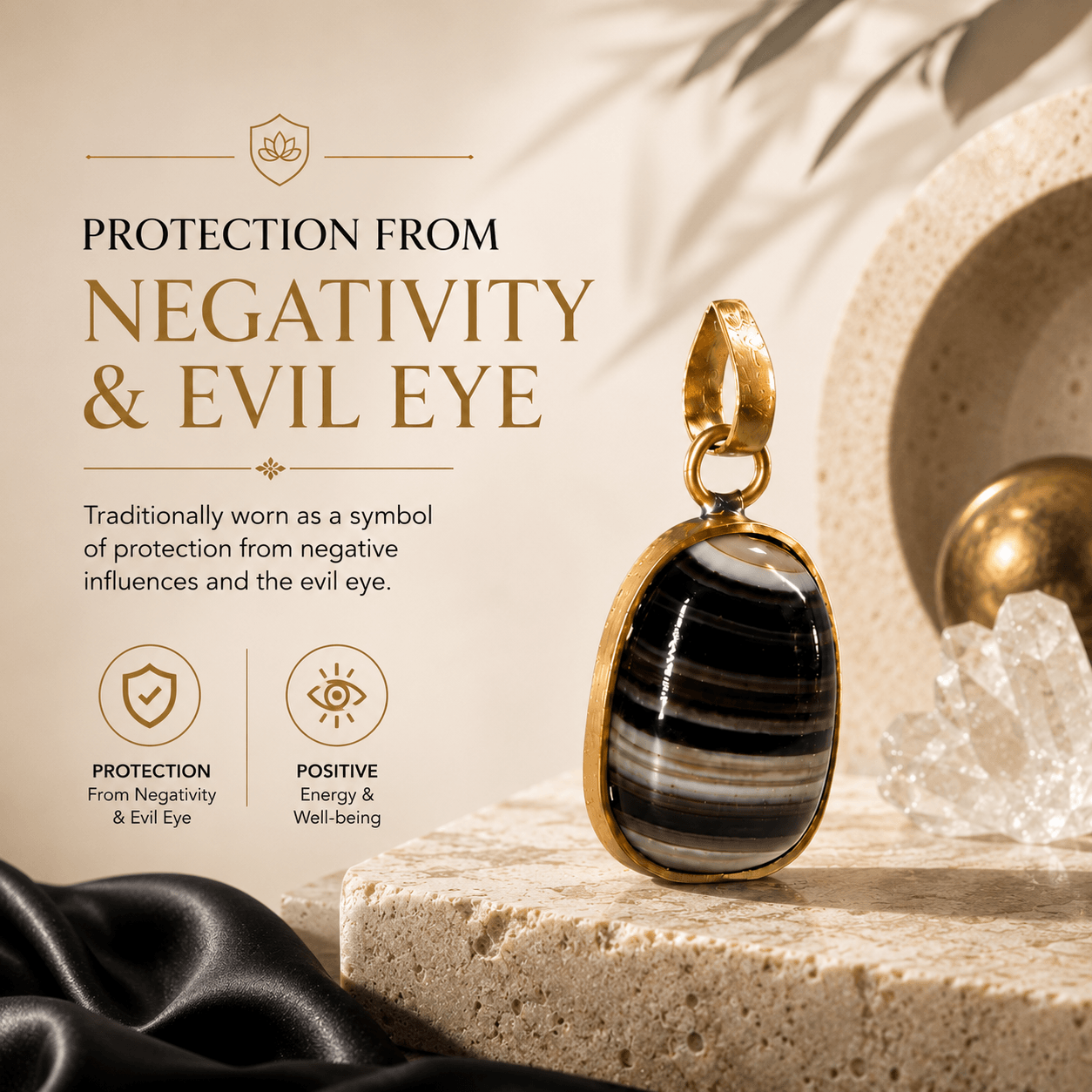 Black Agate Pendant (Hakik Pendant)