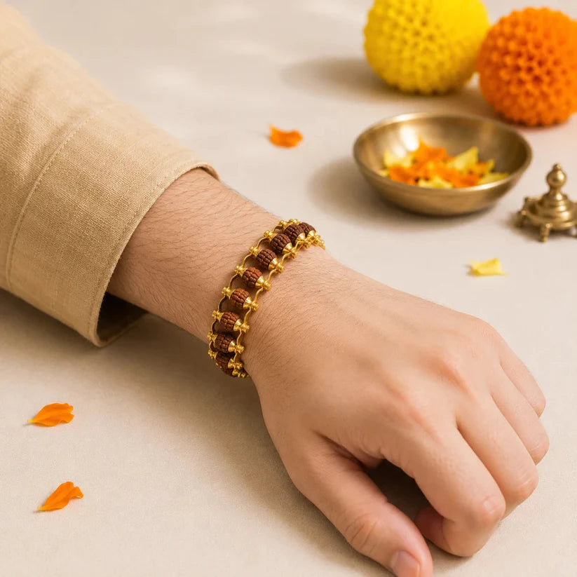 Siddh Rudraksha Bracelet | Golden Capped