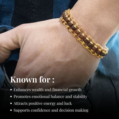 Siddh Rudraksha Bracelet | Golden Capped