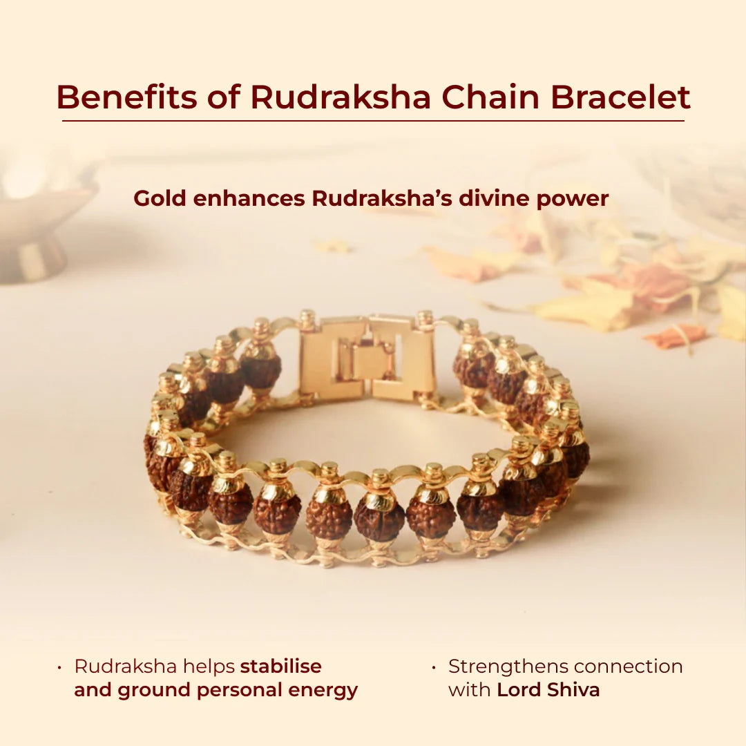Siddh Rudraksha Bracelet | Golden Capped